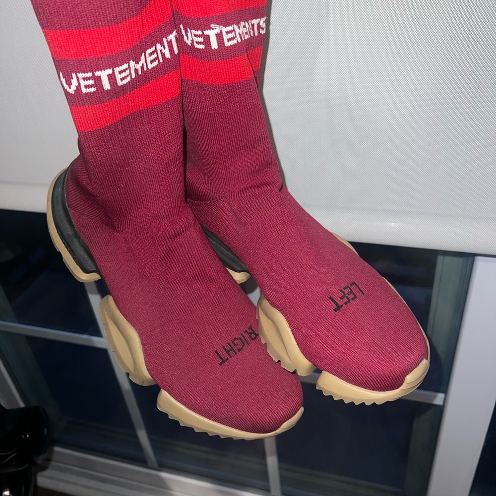 Vetements x Reebok Burgundy Sock Sneakers